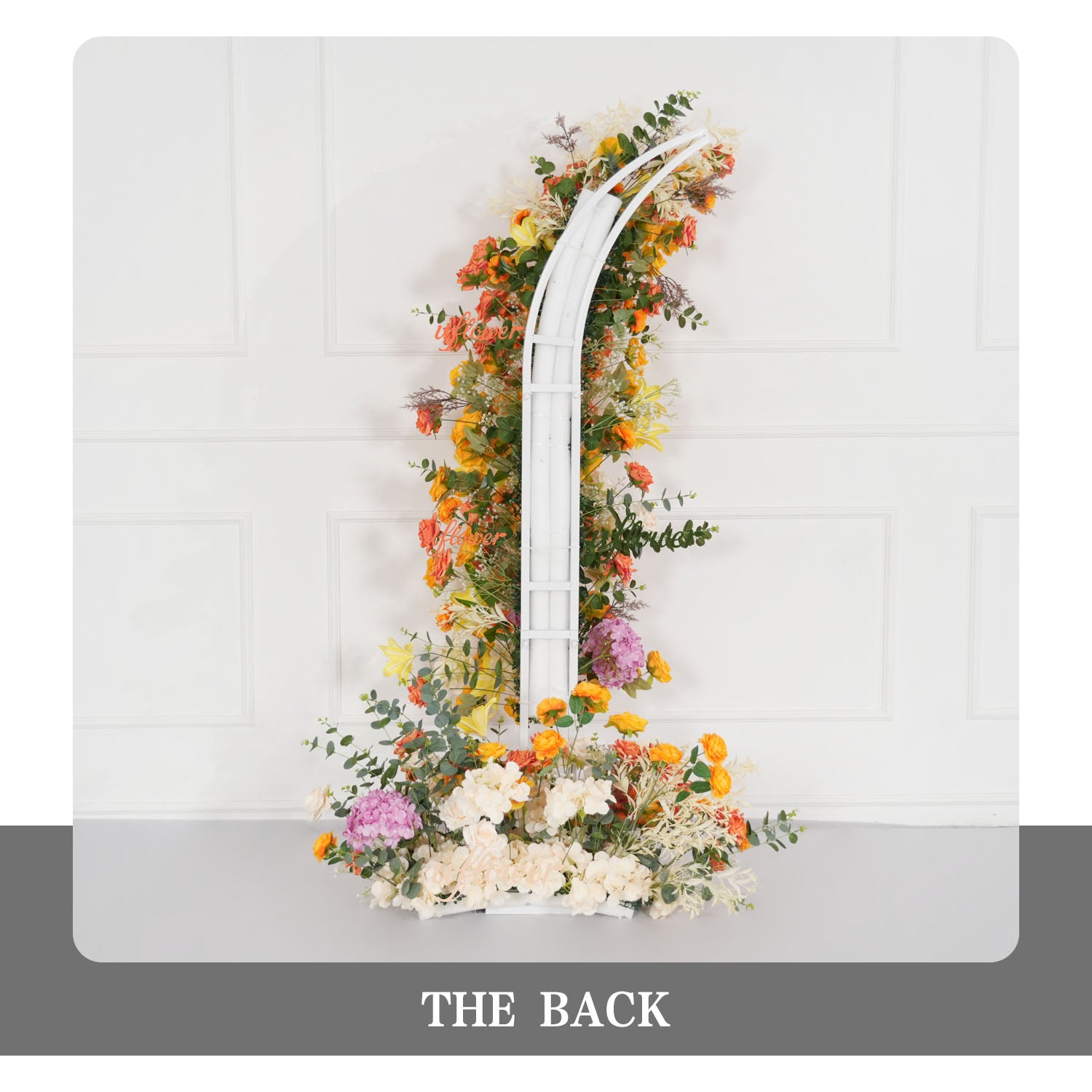 Uflower Orange Yellow Floral Horn Arch Wedding Party Backdrop Decor